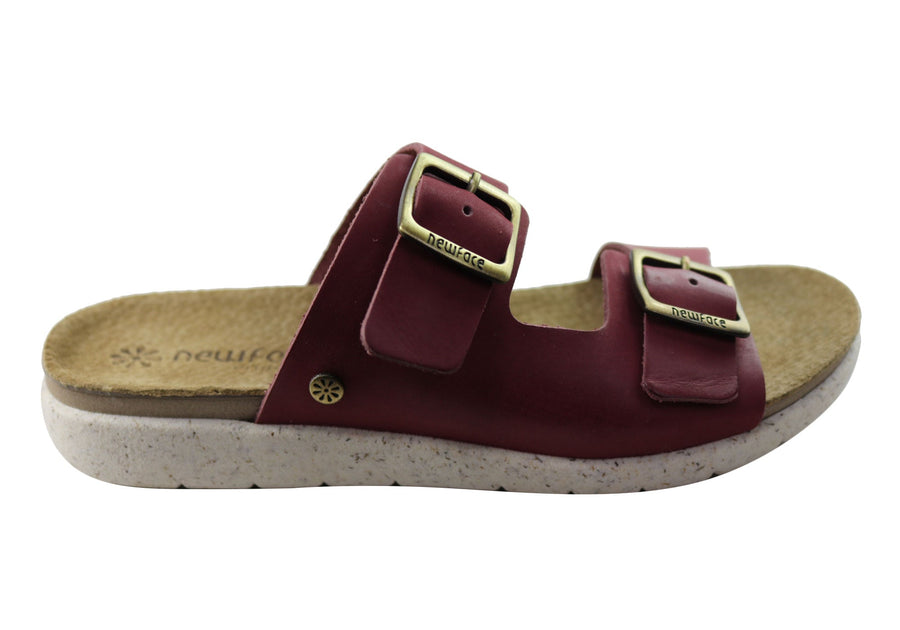 New Face Lockia Womens Comfort Leather Slides Sandals Made In Brazil