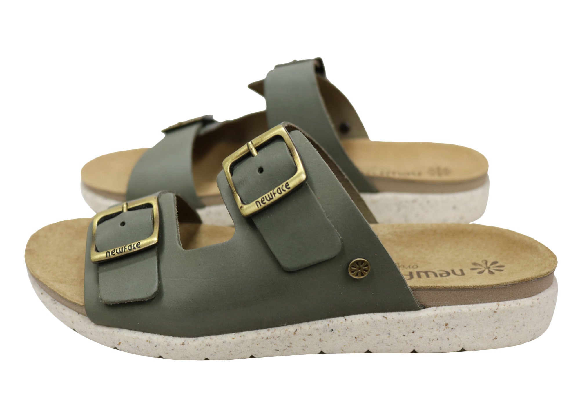 New Face Lockia Womens Comfort Leather Slides Sandals Made In Brazil