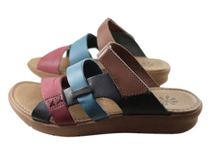 New Face Soma Womens Comfort Leather Slides Sandals Made In Brazil