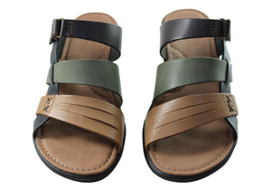 New Face Soma Womens Comfort Leather Slides Sandals Made In Brazil
