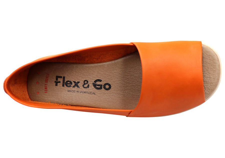 Flex & Go Keegan Womens Comfort Leather Sandals Shoes Made In Portugal