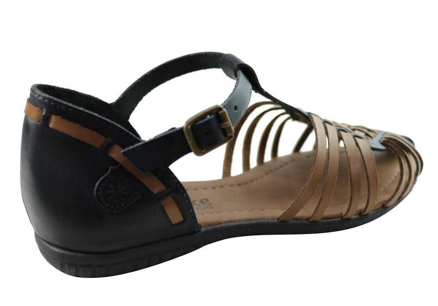 New Face Jazaline Womens Comfortable Closed Toe Leather Sandals