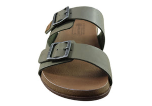 New Face Silvan Womens Comfort Leather Slides Sandals Made In Brazil