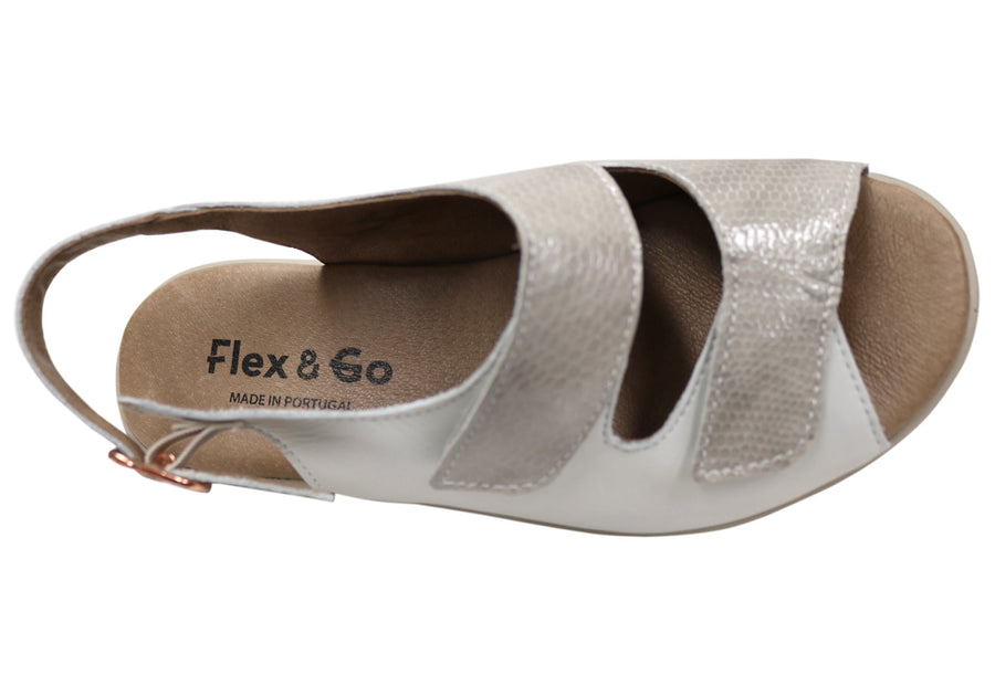 Flex & Go Mary Womens Comfortable Leather Sandals Made In Portugal