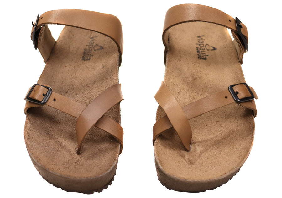 Via Paula Toto Womens Leather Comfort Thongs Sandals Made in Brazil