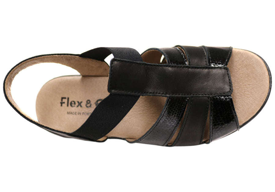 Flex & Go Azara Womens Comfortable Leather Sandals Made In Portugal