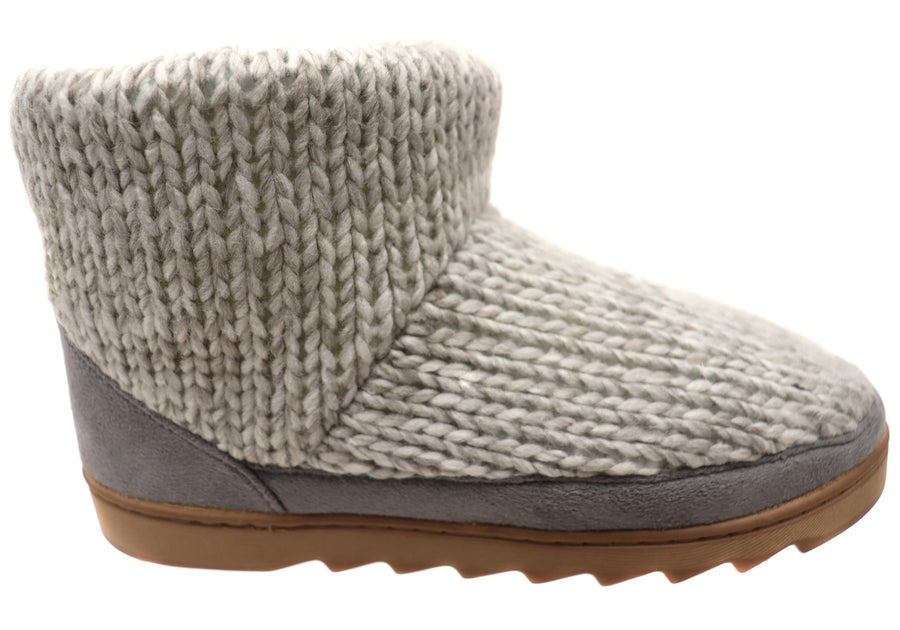 Dearfoams Womens Comfortable Whitney Knit Bootie Slippers