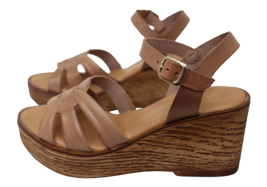 Lola Canales Moment Womens Spanish Leather Wedge Sandals