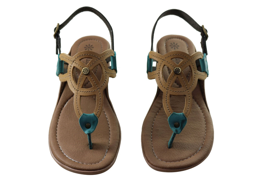 New Face Ellis Womens Comfortable Leather Sandals Made In Brazil