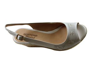 Bottero Giovanna Womens Comfort Leather Wedge Sandals Made In Brazil