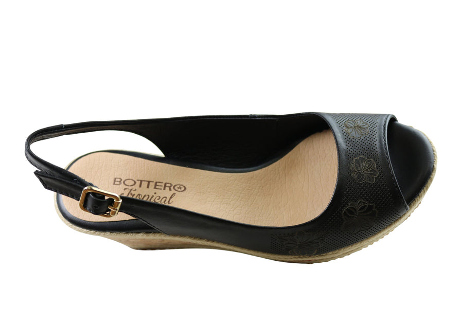 Bottero Giovanna Womens Comfort Leather Wedge Sandals Made In Brazil