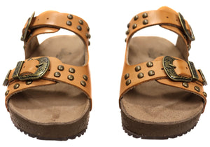 Via Paula Renee Womens Leather Comfort Slides Sandals Made in Brazil