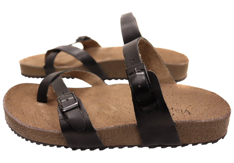 Via Paula Toto Womens Leather Comfort Thongs Sandals Made in Brazil