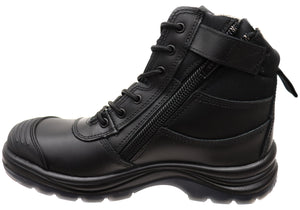 KingGee Black Mens Tradie Zip Lace Composite Safety Work Boots