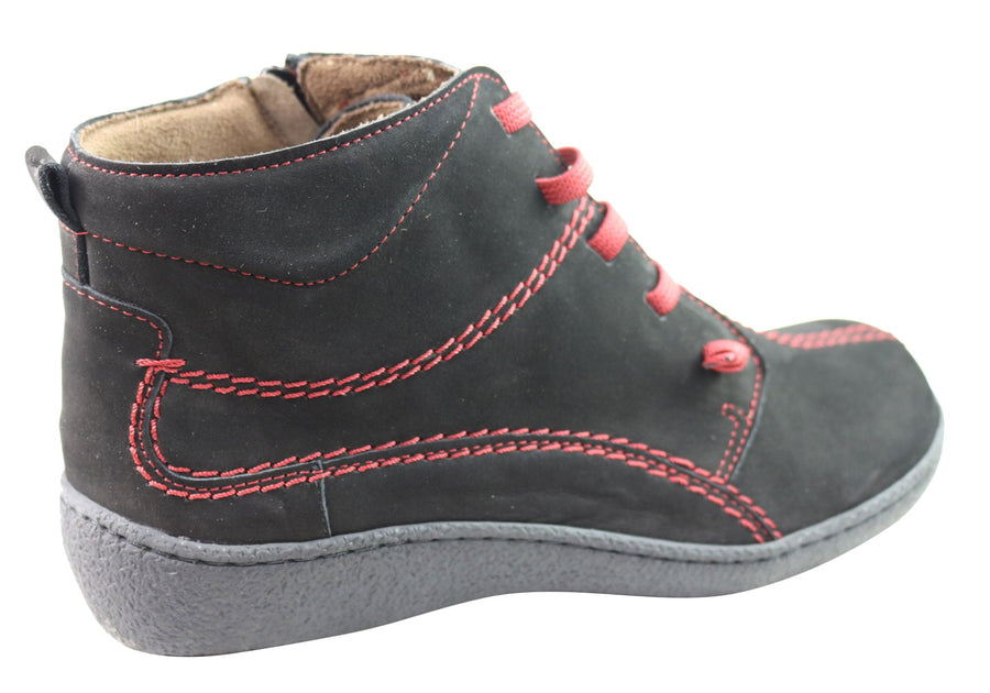Flex & Go June Womens Comfortable Leather Ankle Boots Made In Portugal