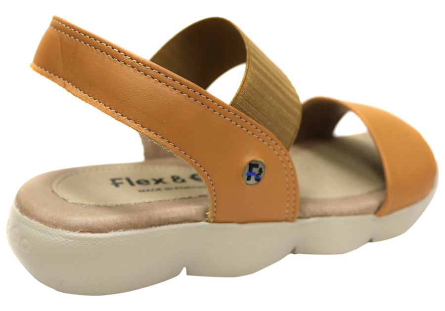 Flex & Go Lina Womens Comfortable Leather Sandals Made In Portugal