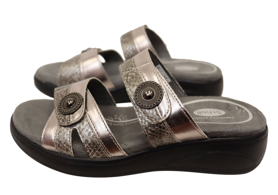 Scholl Orthaheel Sarah Womens Comfortable Memory Foam Slide Sandals