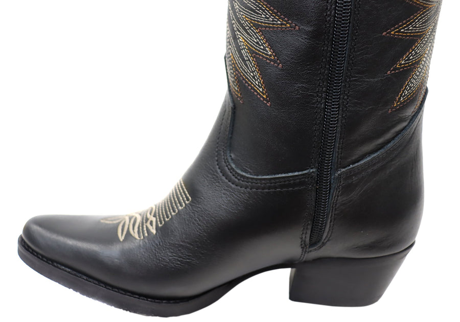 D Milton Eliza Womens Comfortable Leather Western Cowboy Boots