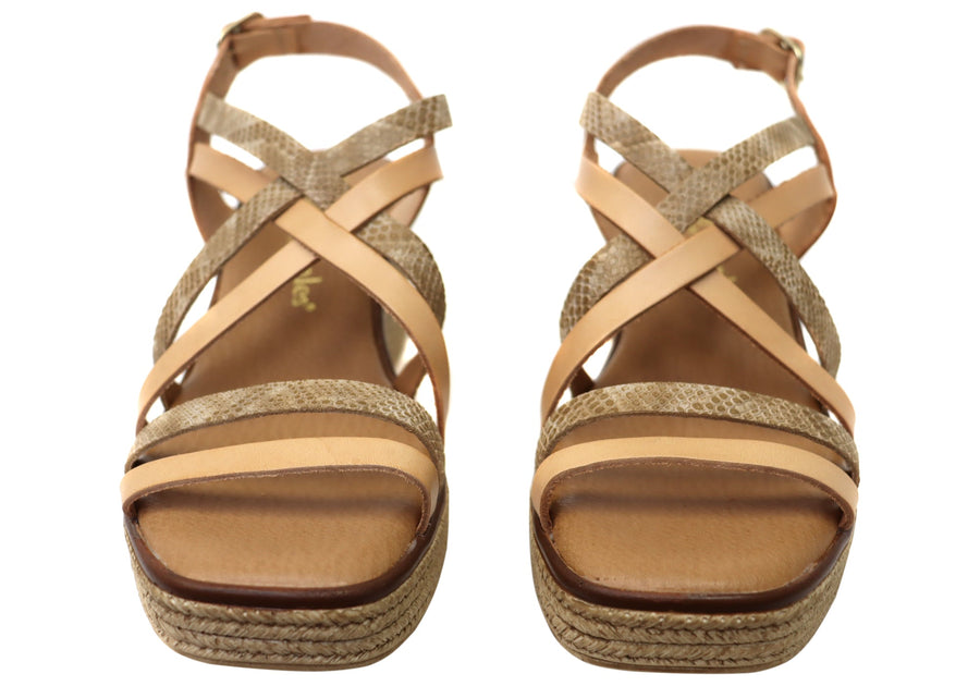 Lola Canales Cathy Womens Spanish Leather Wedge Sandals