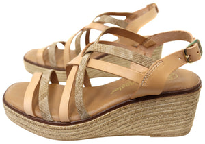 Lola Canales Cathy Womens Spanish Leather Wedge Sandals