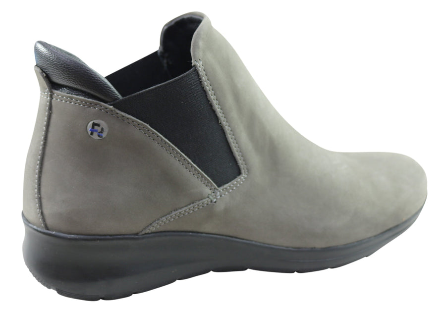 Flex & Go Yorka Womens Comfort Leather Ankle Boots Made In Portugal