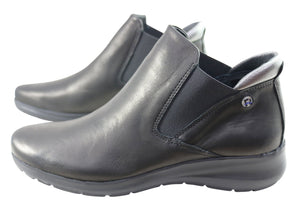 Flex & Go Yorka Womens Comfort Leather Ankle Boots Made In Portugal