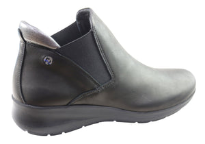Flex & Go Yorka Womens Comfort Leather Ankle Boots Made In Portugal