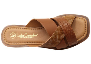 Lola Canales Nelli Womens Comfort Leather Slides Sandals Made In Spain