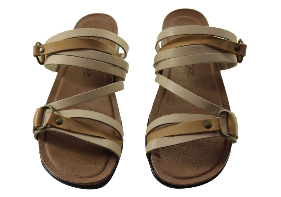 New Face Flick Womens Comfort Leather Slides Sandals Made In Brazil