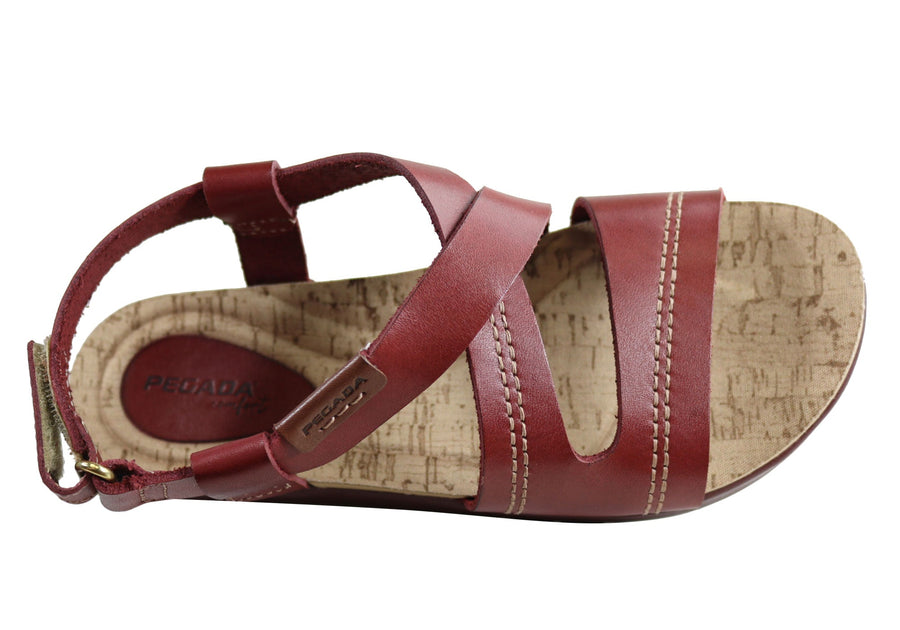 Pegada Tracie Womens Comfort Cushioned Leather Sandals Made In Brazil