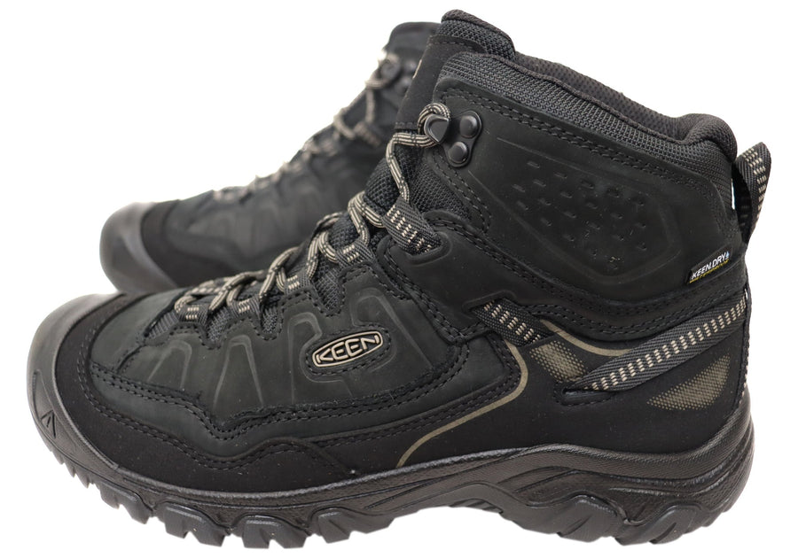 Keen Mens Targhee IV Mid Waterproof Hiking Boots Triple Black