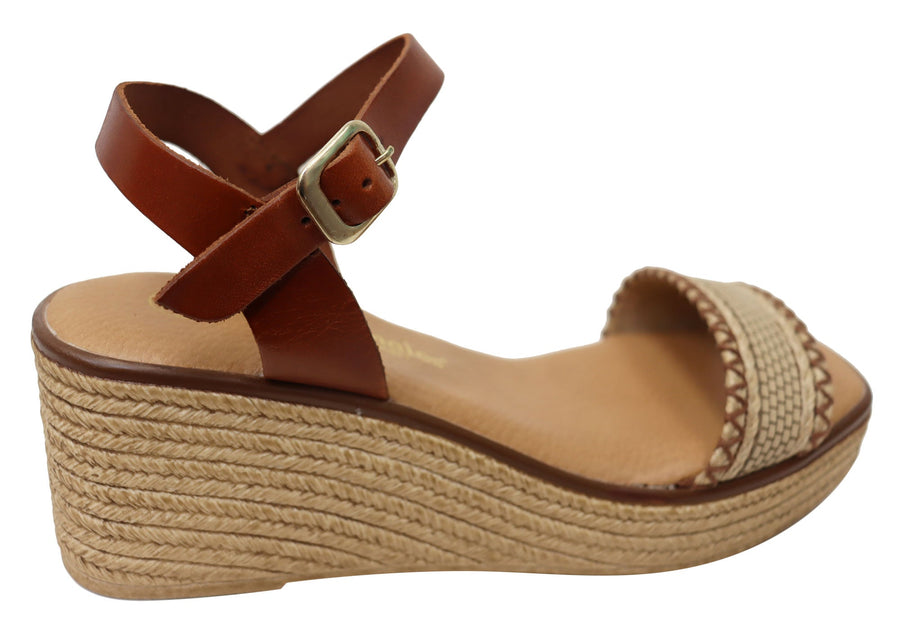 Lola Canales Pambula Womens Spanish Leather Wedge Sandals