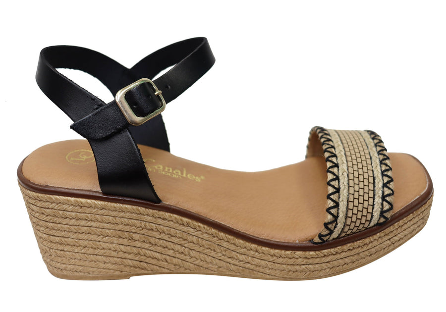 Lola Canales Pambula Womens Spanish Leather Wedge Sandals