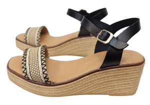 Lola Canales Pambula Womens Spanish Leather Wedge Sandals