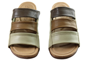 New Face Serenity Womens Comfort Leather Slides Sandals Made In Brazil