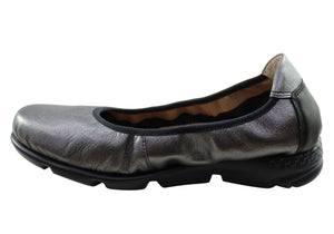 Flex & Go Akiko Womens Leather Ballet Flats Shoes Made In Portugal