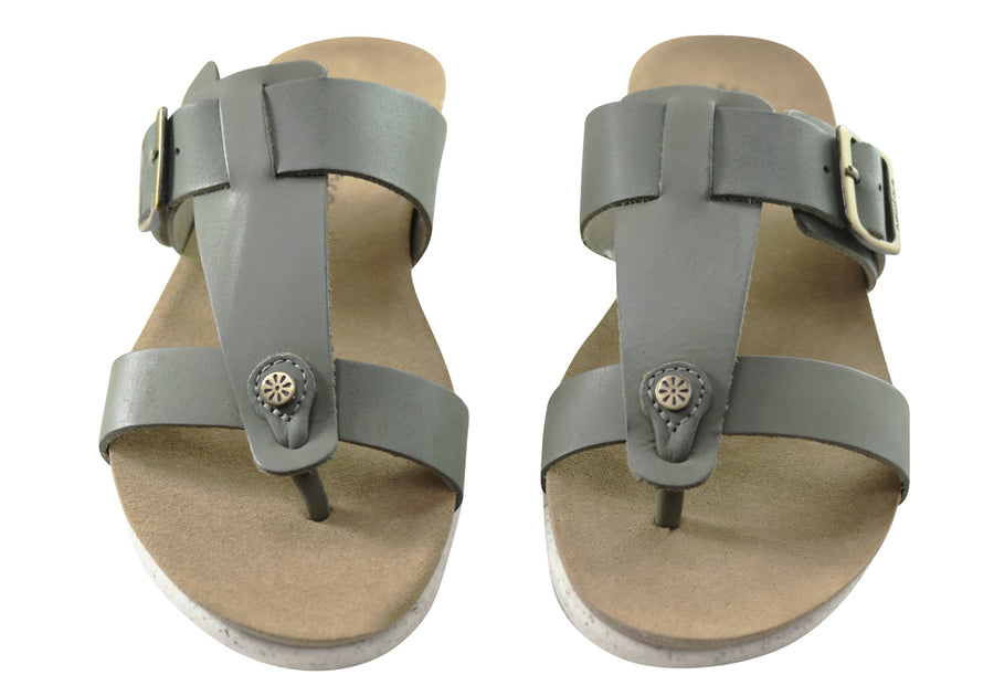 New Face Aloha Womens Comfort Leather Thongs Sandals Made In Brazil