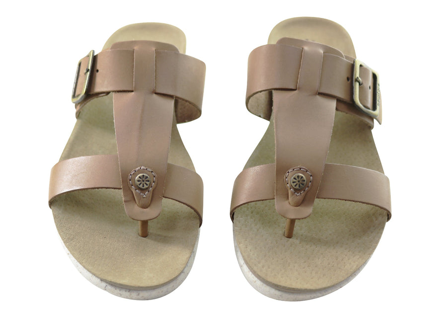 New Face Aloha Womens Comfort Leather Thongs Sandals Made In Brazil