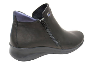 Flex & Go Yonda Womens Comfort Leather Ankle Boots Made In Portugal