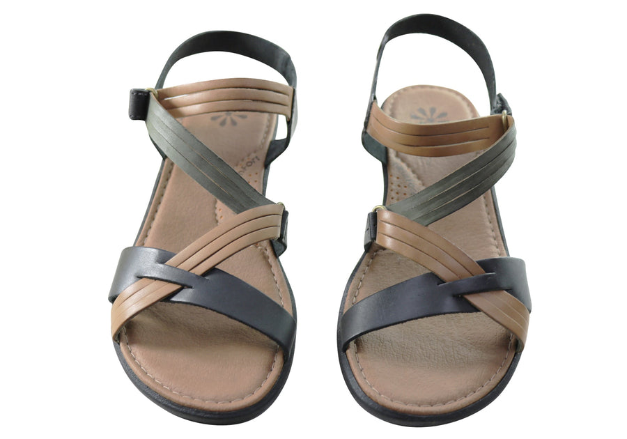 New Face Lottia Womens Comfortable Leather Sandals Made In Brazil