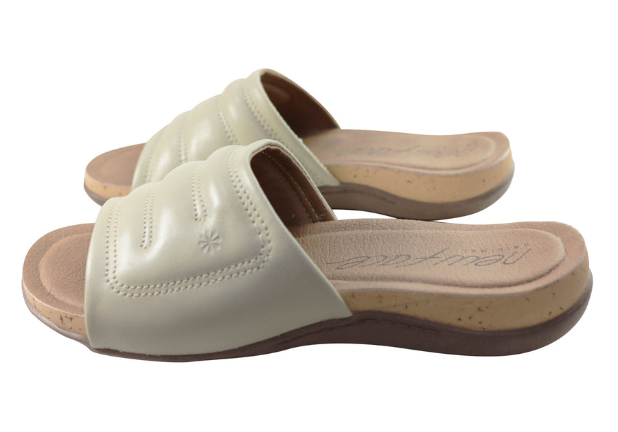 New Face Fresco Womens Comfort Leather Slides Sandals Made In Brazil