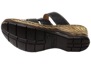 Orizonte Toranto Womens Comfortable European Leather Slides Sandals
