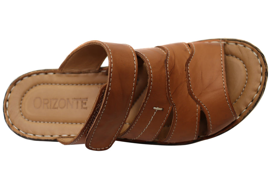 Orizonte Toranto Womens Comfortable European Leather Slides Sandals
