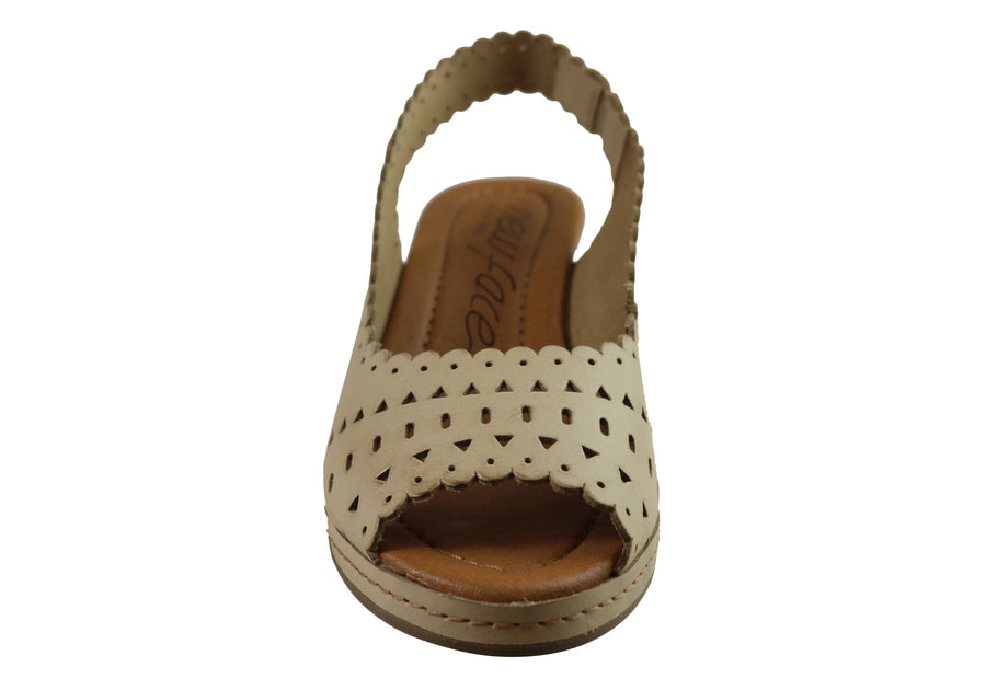 New Face Emberly Womens Leather Wedge Sandals Made In Brazil