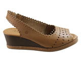 New Face Emberly Womens Leather Wedge Sandals Made In Brazil