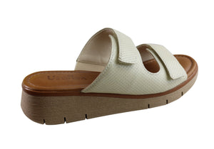 Usaflex Brooke Womens Comfort Leather Slides Sandals Made In Brazil