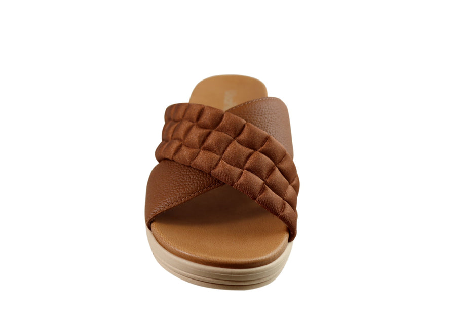 Usaflex Mela Womens Comfort Leather Slides Sandals Made In Brazil