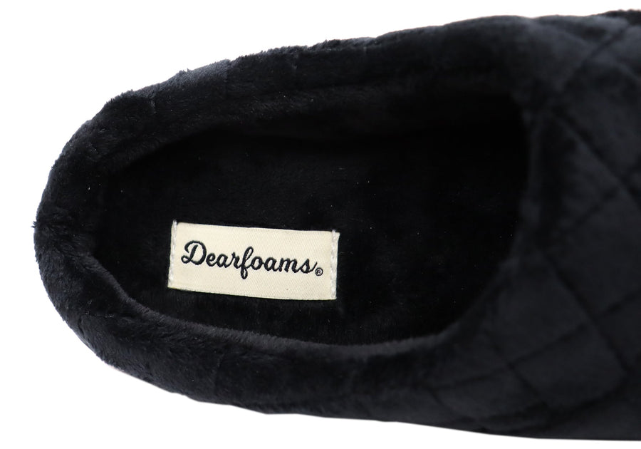 Dearfoams Womens Darcy Microfiber Velour Clog Wide Width Slippers