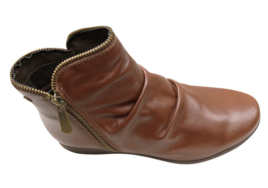 Bottero Mallory Womens Comfortable Leather Ankle Boots Made In Brazil