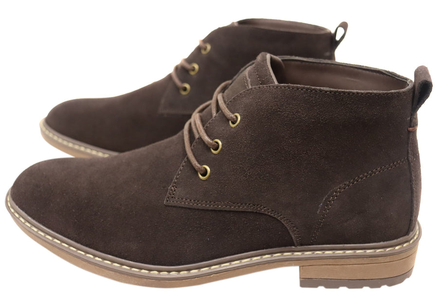 Natural Comfort Boris Mens Leather Suede Comfortable Lace Up Boots